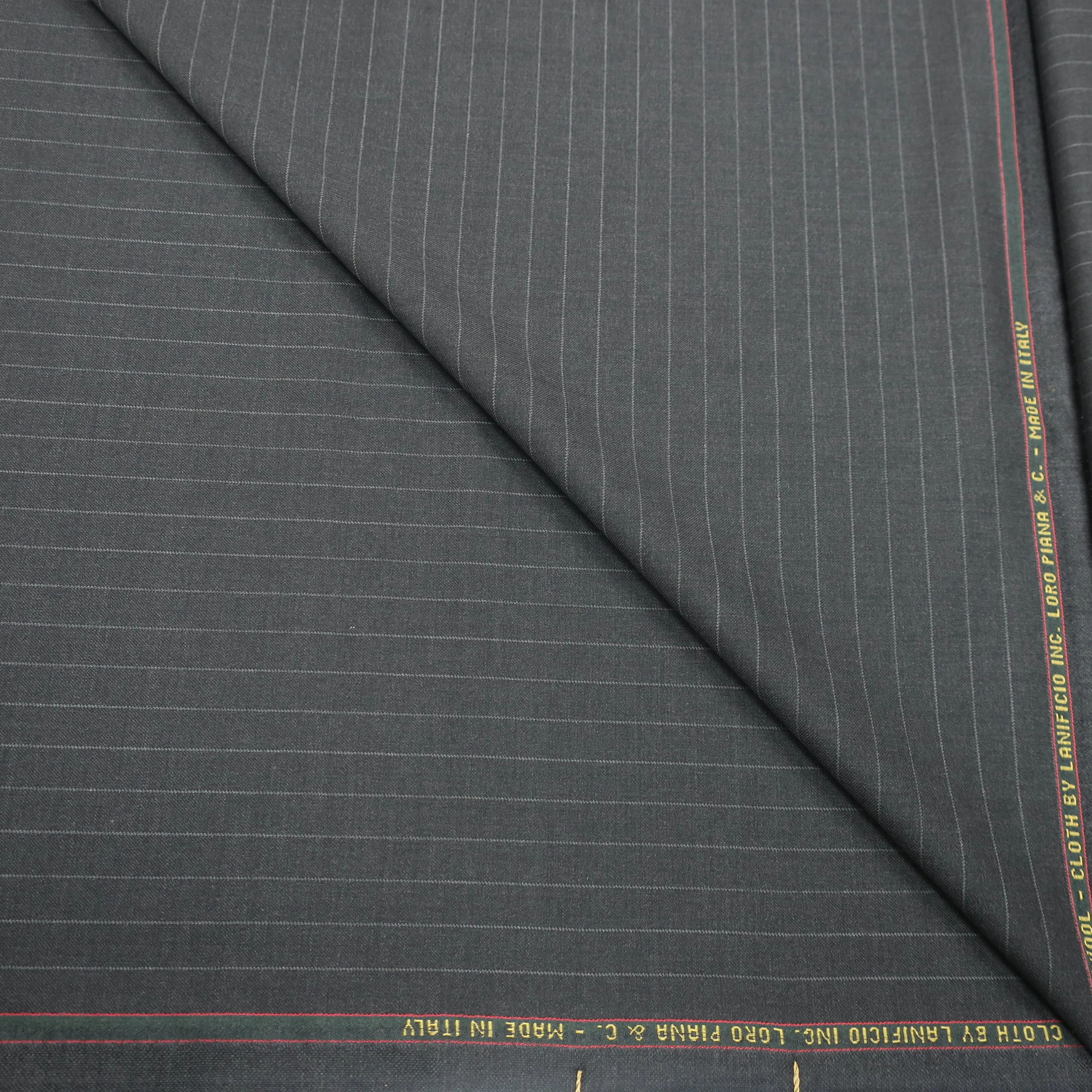 4 YDS Charcoal Gray Pinstripe Wool Loro Piana Fabric