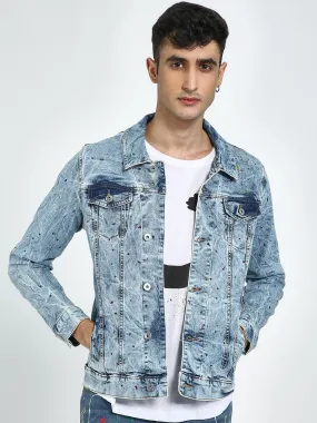 Acid Wash Paint Splatter Denim Jacket