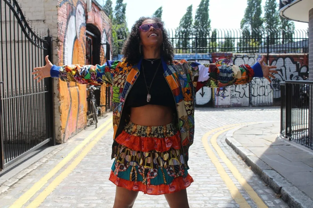 African Bomber Jacket in Patchwork- Festival Clothing