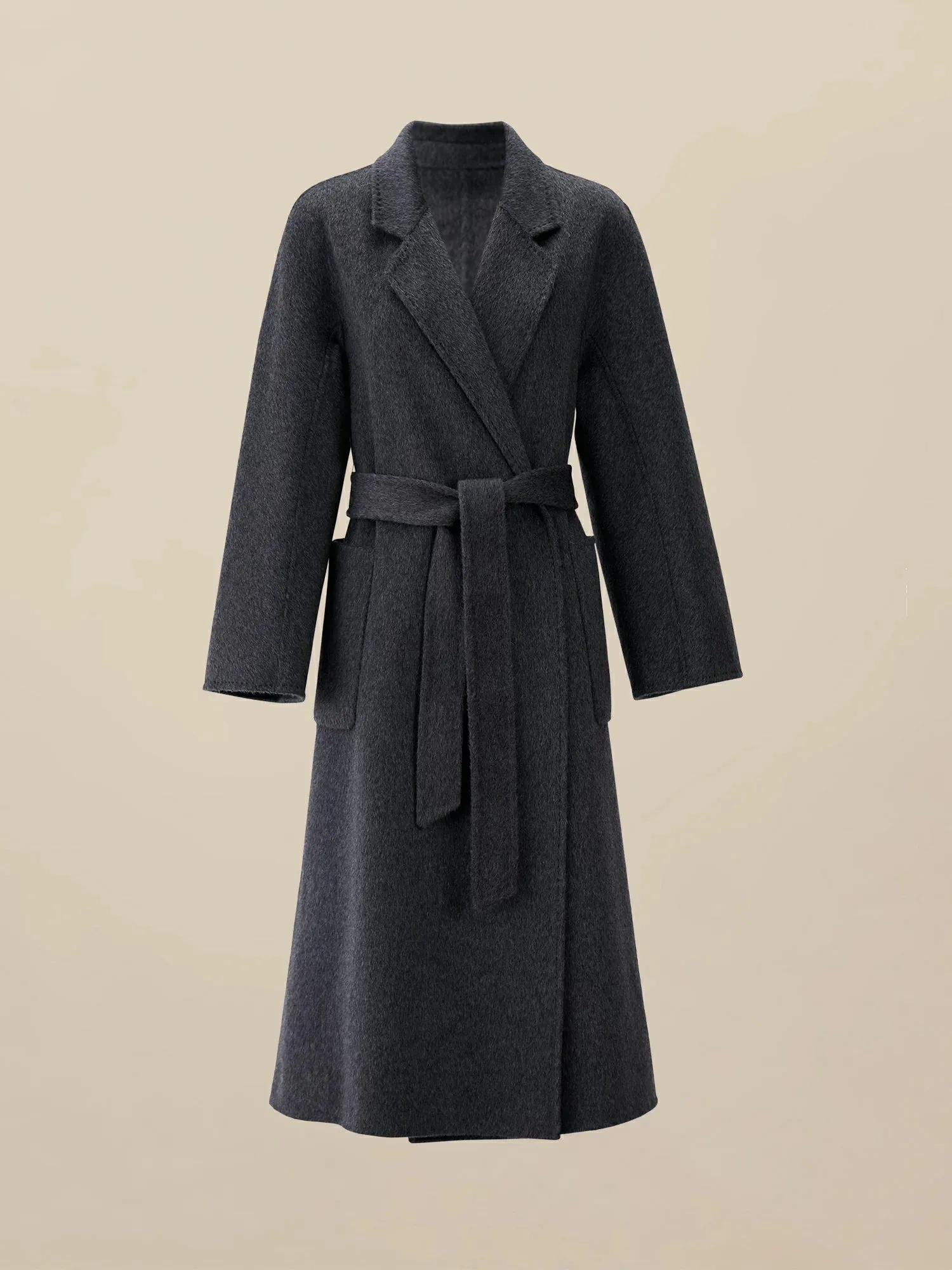 Amoretu 70.9% Wool Notched Lapel Long Sleeve Classic Coat