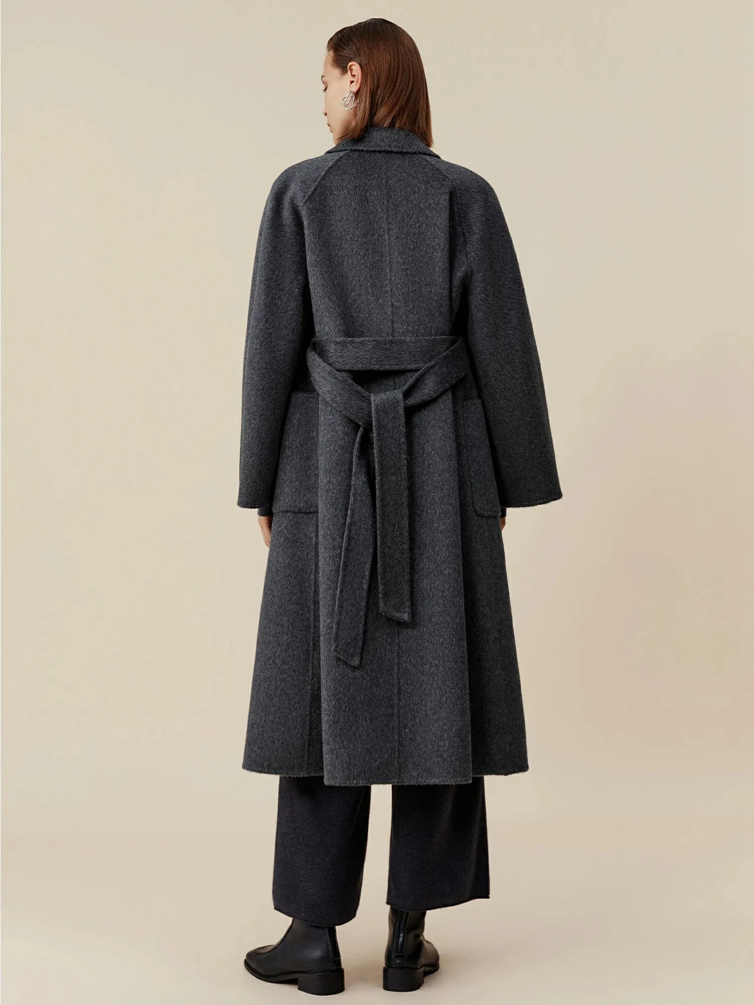 Amoretu 70.9% Wool Notched Lapel Long Sleeve Classic Coat