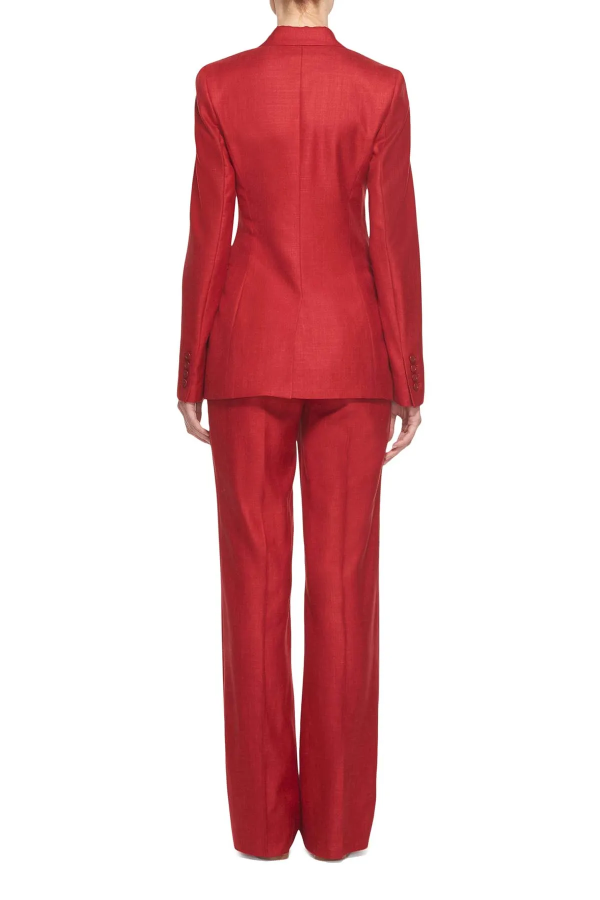 Angela Blazer in Red Wool and Silk Linen