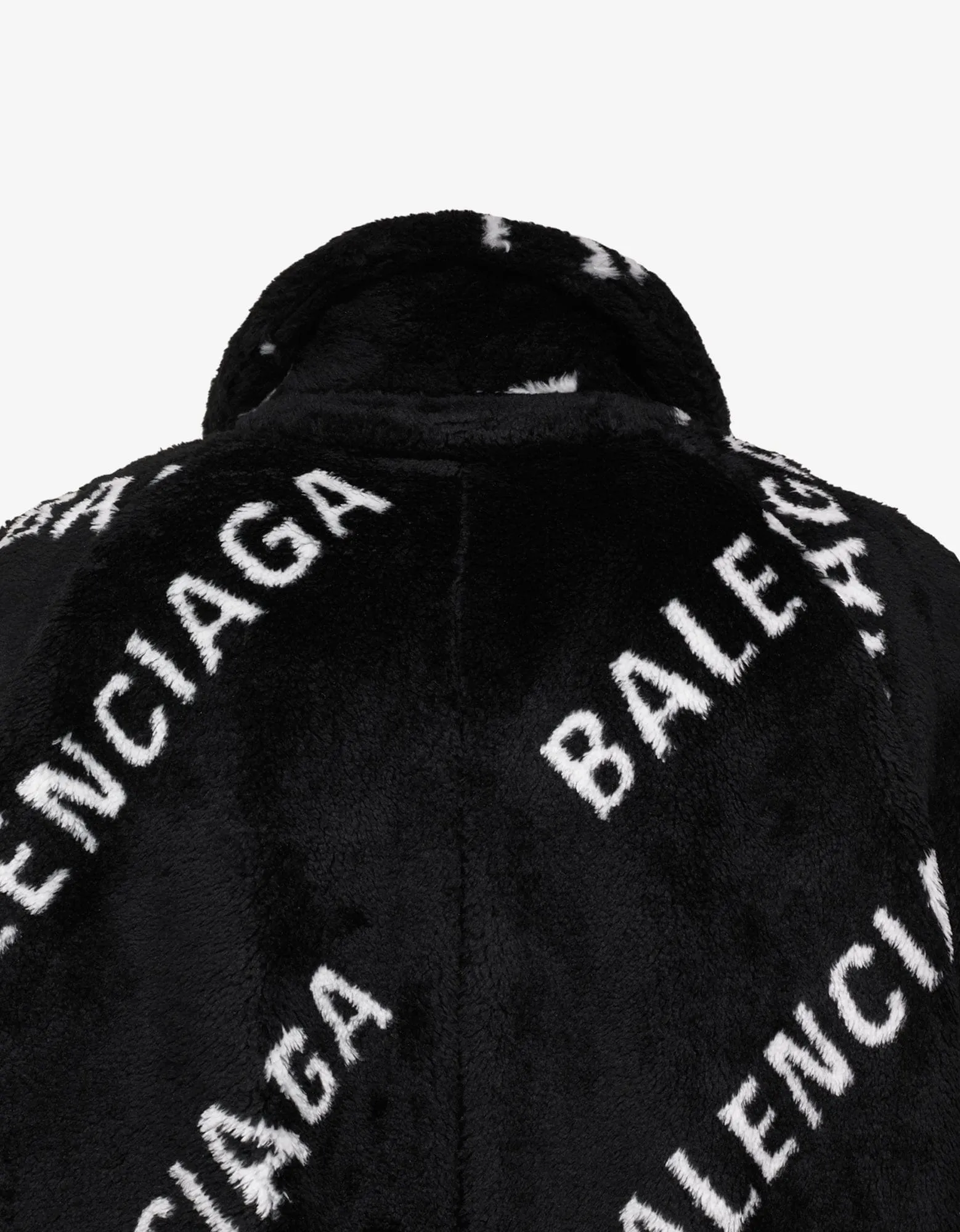 Balenciaga Logo Oversized Faux Fur Coat