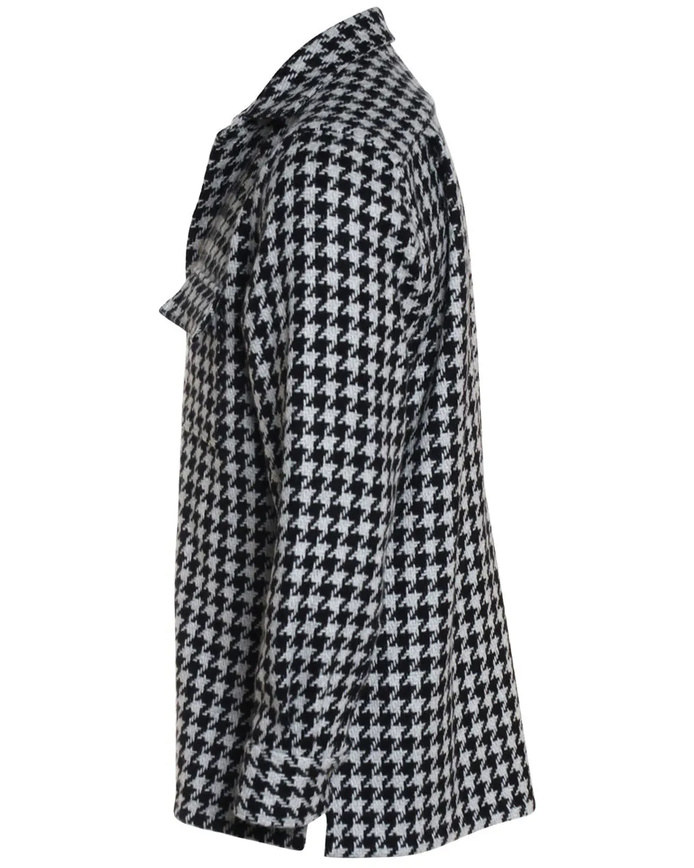 Black and Ivory Cashmere Exploded Houndstooth Overshirt