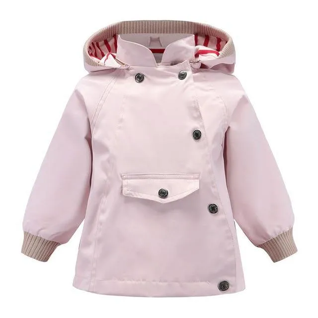 Boys Girls Waterproof Hooded With Pocket Cotton Lined Windbreaker Rain Children Kids Jackets