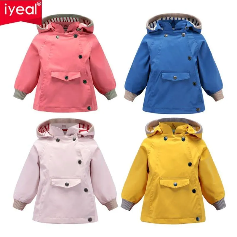 Boys Girls Waterproof Hooded With Pocket Cotton Lined Windbreaker Rain Children Kids Jackets