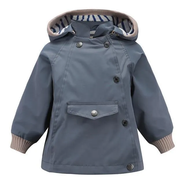 Boys Girls Waterproof Hooded With Pocket Cotton Lined Windbreaker Rain Children Kids Jackets