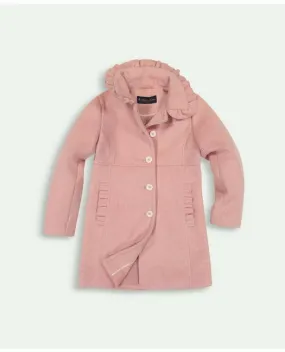 Brooks Brothers Girls Ruffle Trim Dress Coat Dark Pink