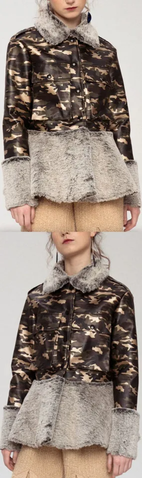 Camouflage Fur-Trim Jacket