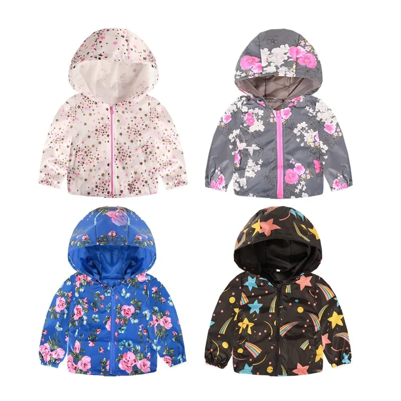 Cartoon Printed Hooded Jackets For Boys&Girls