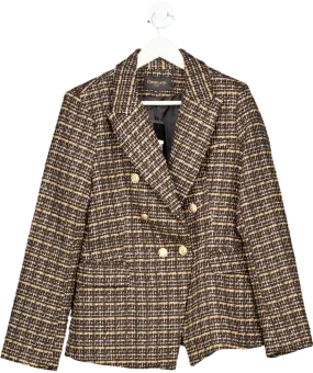 Chocklate Paris Black Double-breasted Blazer Jacket In Golden Thread Tweed UK 14