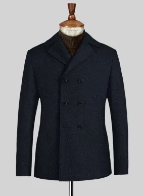 Deep Blue Heavy Tweed Pea Coat