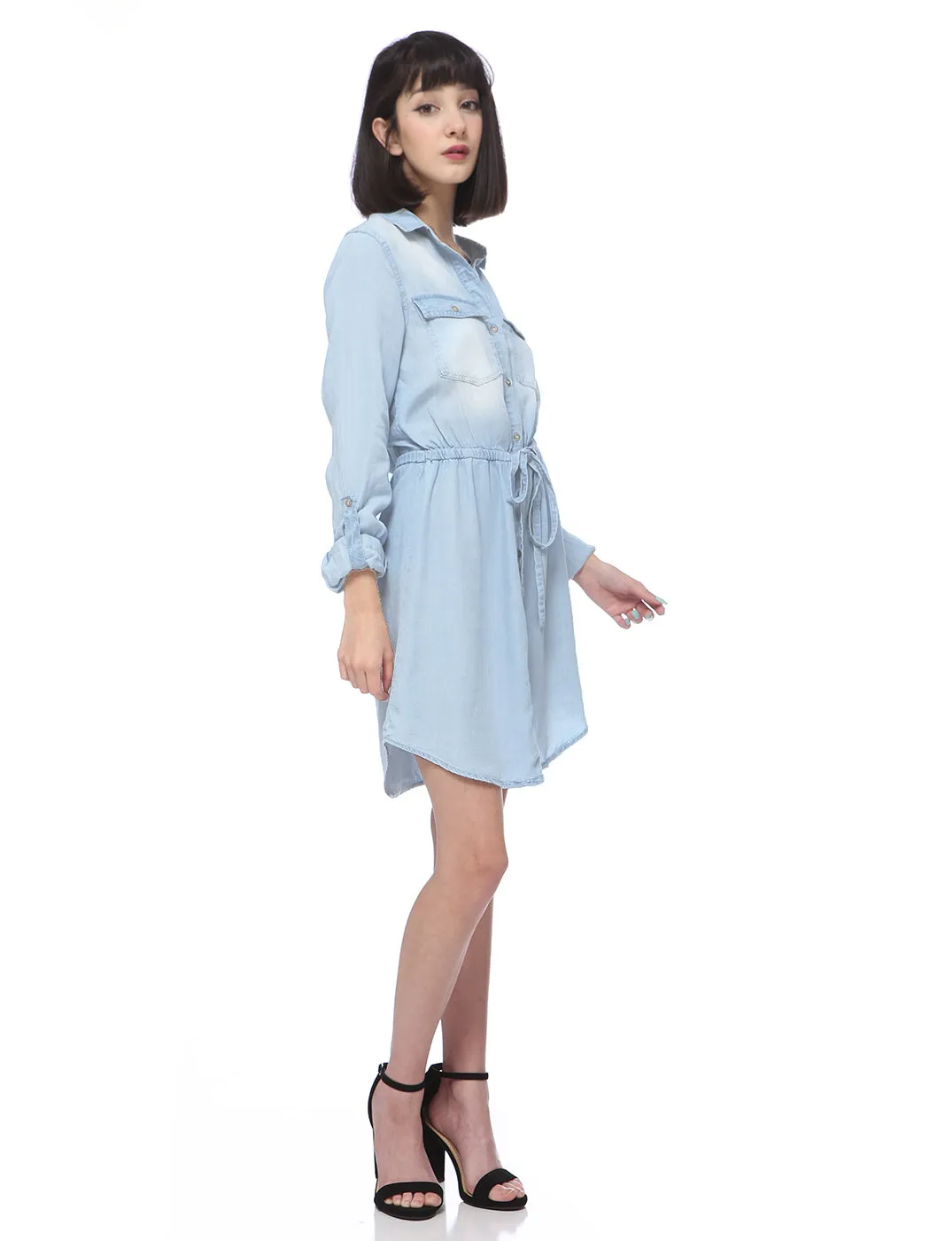 Denim Long-Sleeve Jean Shirt Dress