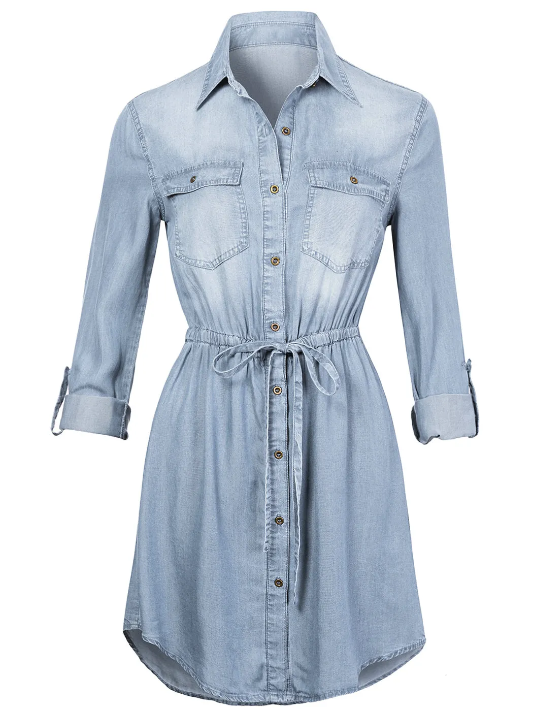 Denim Long-Sleeve Jean Shirt Dress