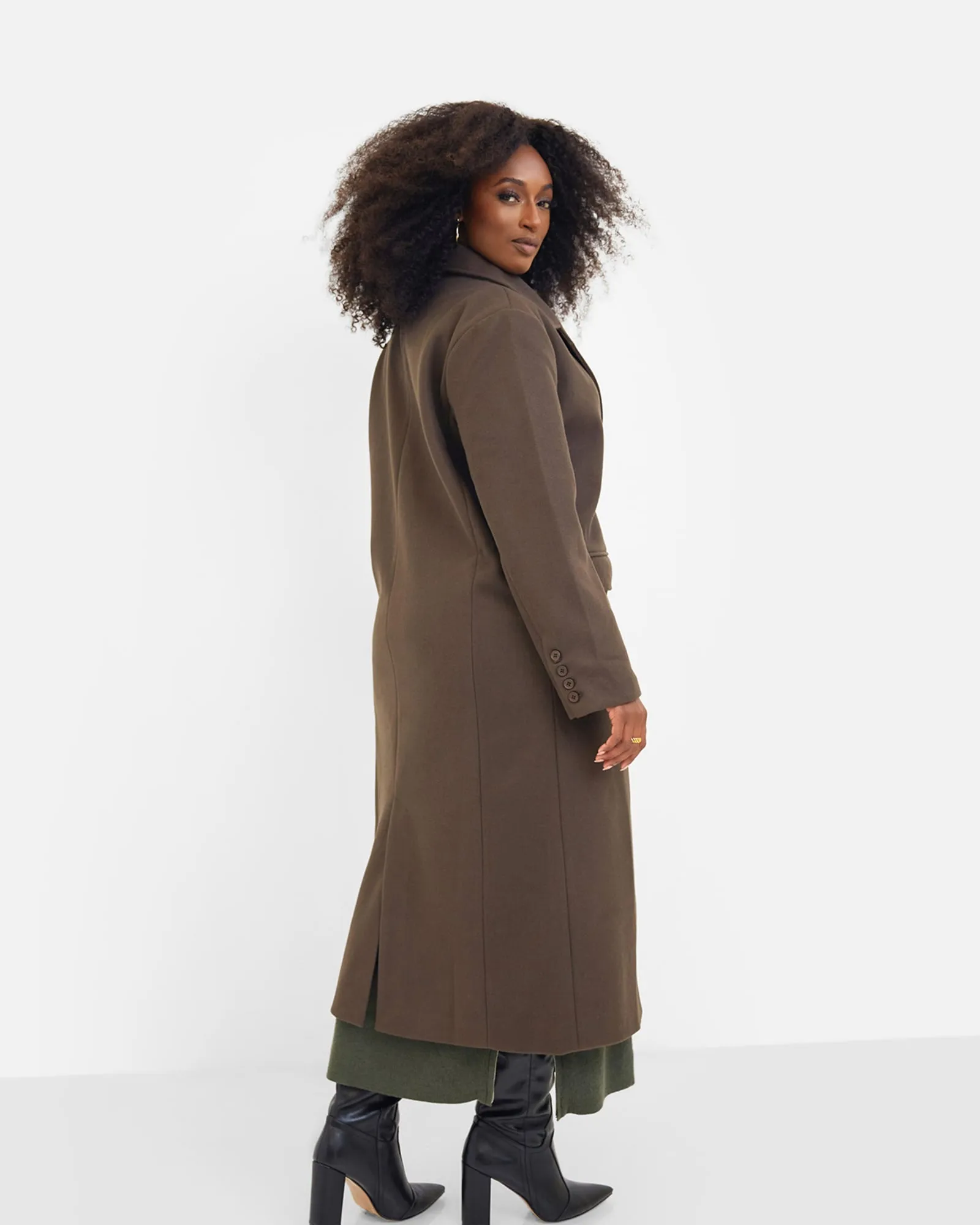 Dolce Wool Blend Double Breasted Coat - Brown | Brown