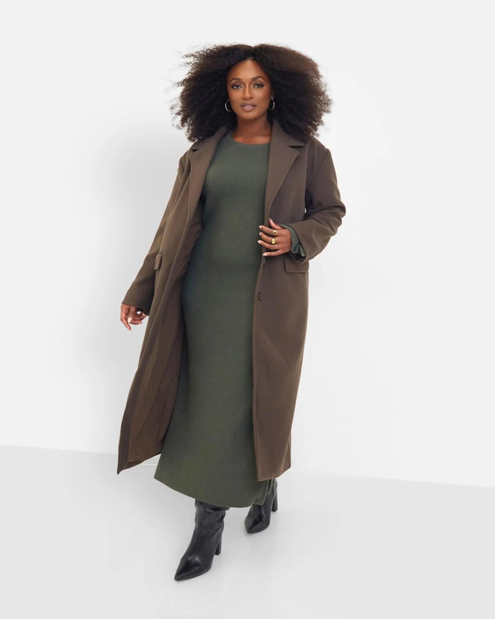 Dolce Wool Blend Double Breasted Coat - Brown | Brown