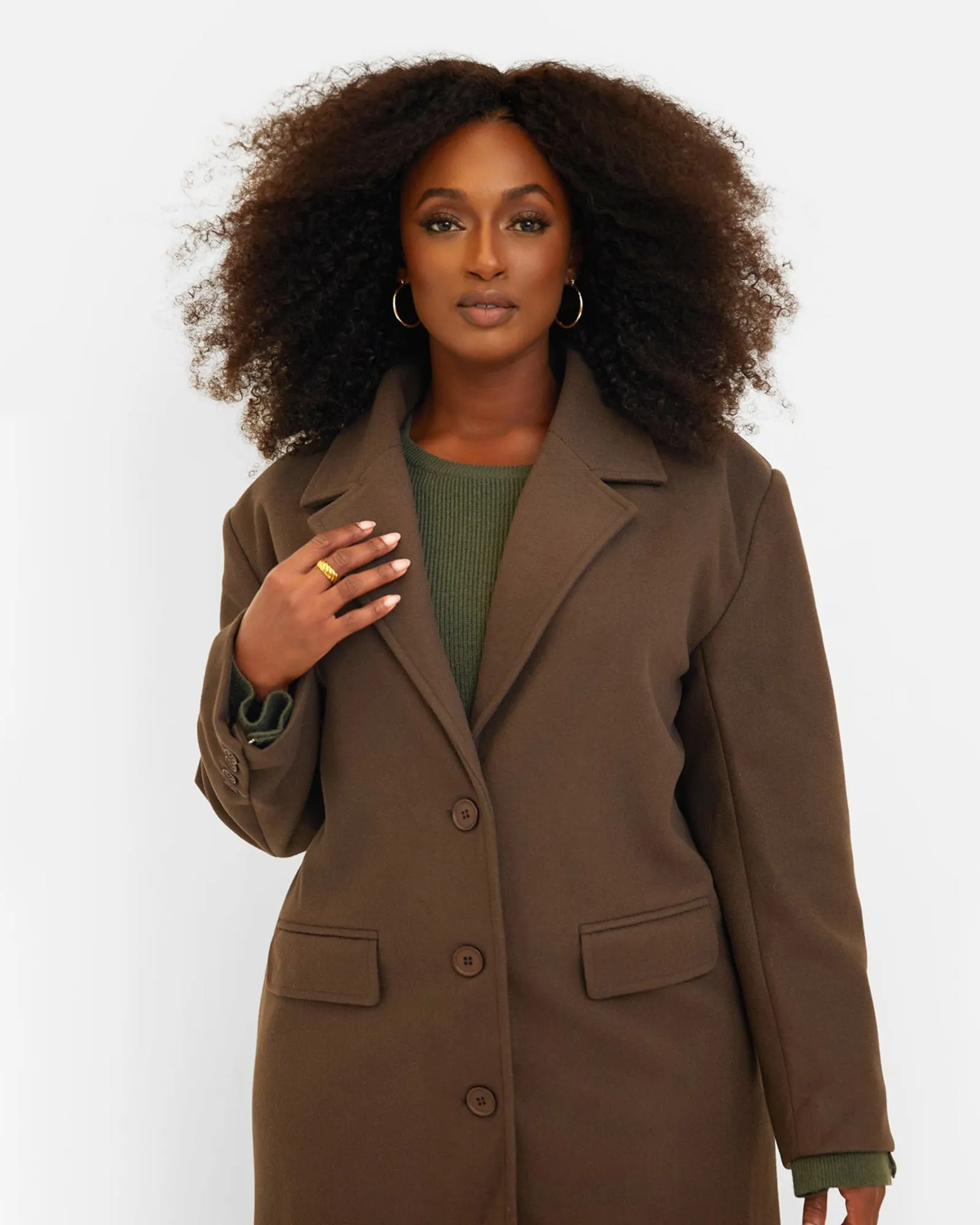 Dolce Wool Blend Double Breasted Coat - Brown | Brown