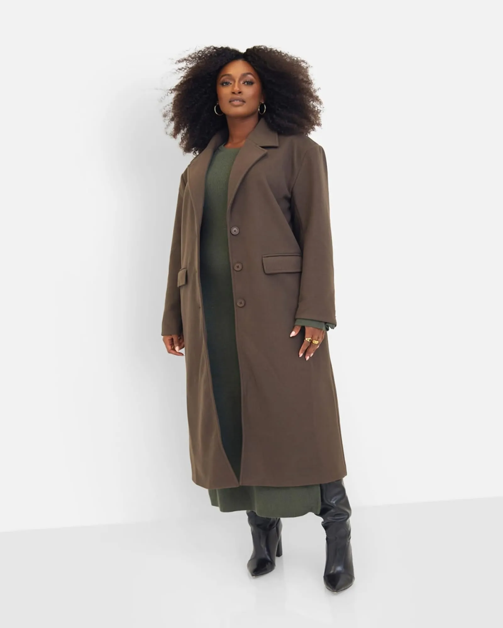 Dolce Wool Blend Double Breasted Coat - Brown | Brown