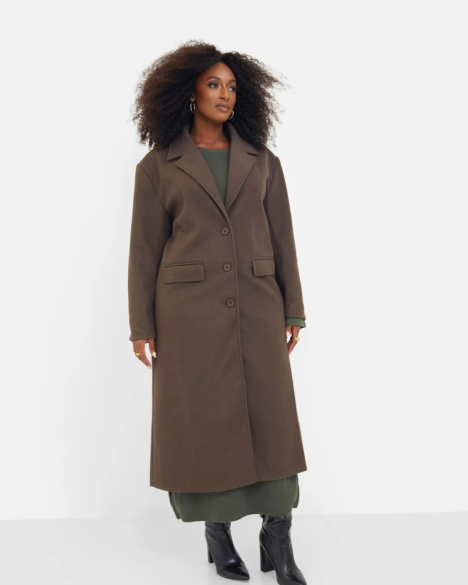 Dolce Wool Blend Double Breasted Coat - Brown | Brown