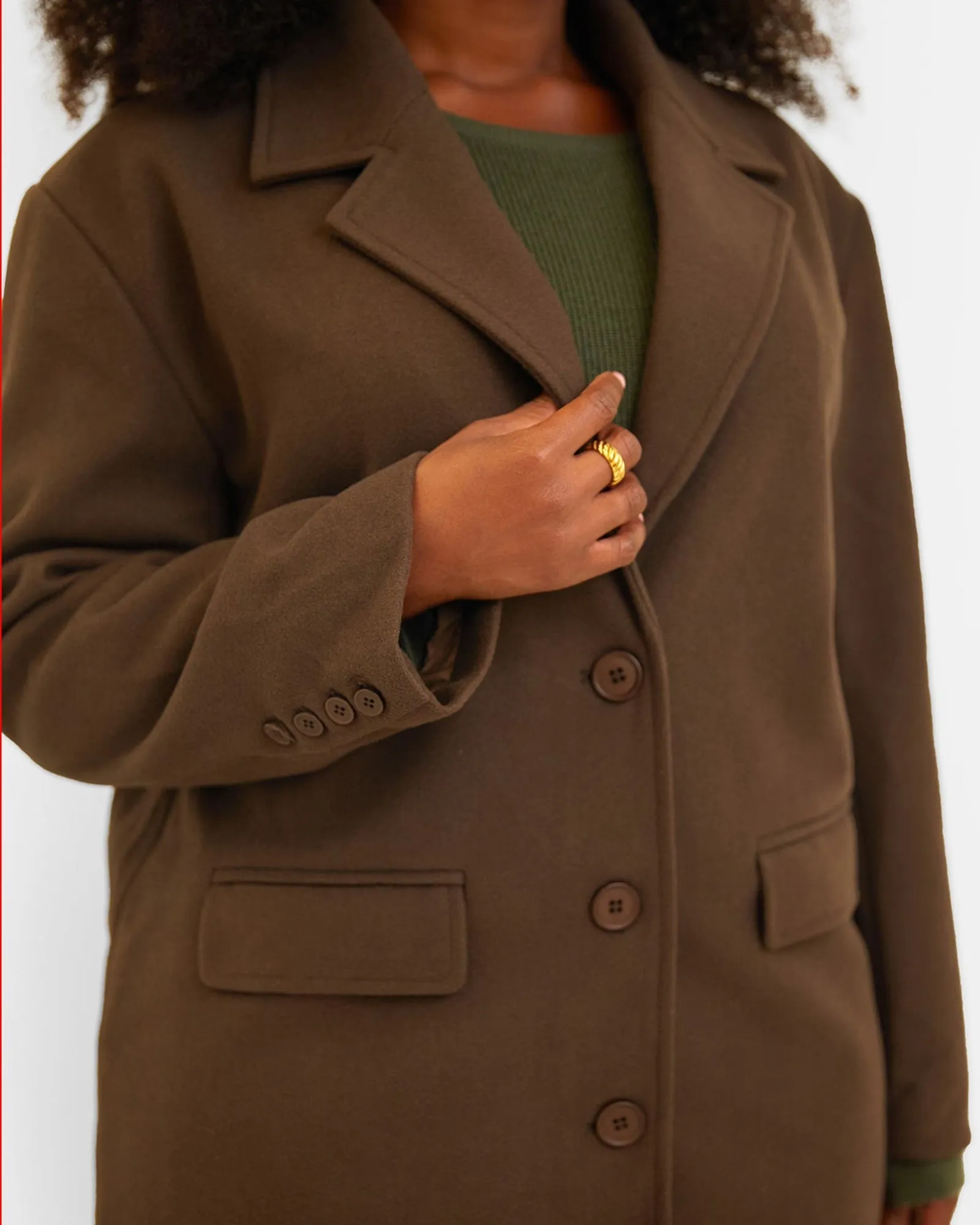 Dolce Wool Blend Double Breasted Coat - Brown | Brown