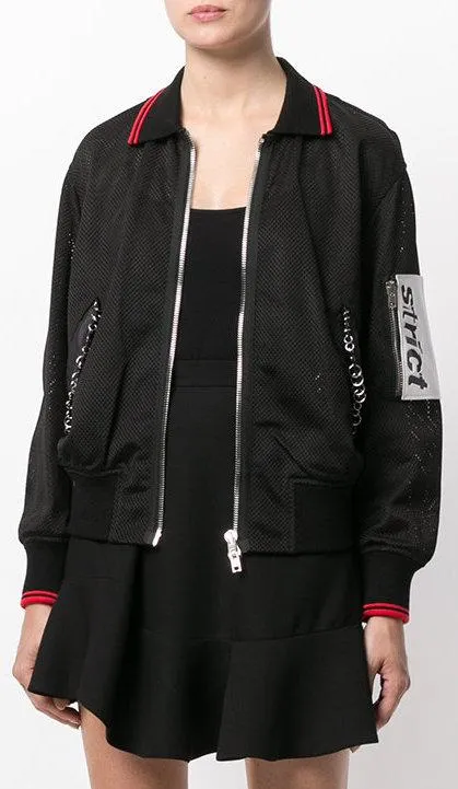 Embellished Mesh Bomber Jacket