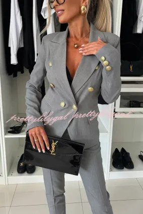 Feeling of Confidence Metal Button Long Sleeve Lapel Blazer