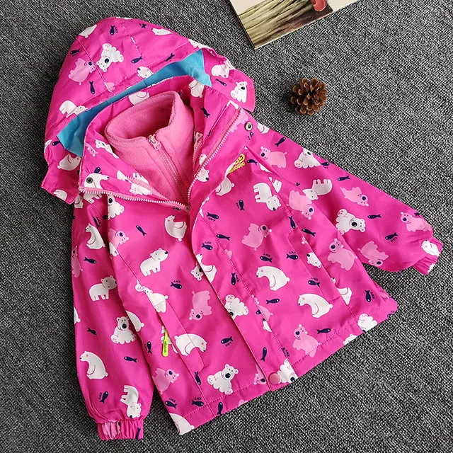 Fleece Jacket baby Girl Sport Kids Coat Hooded Waterproof