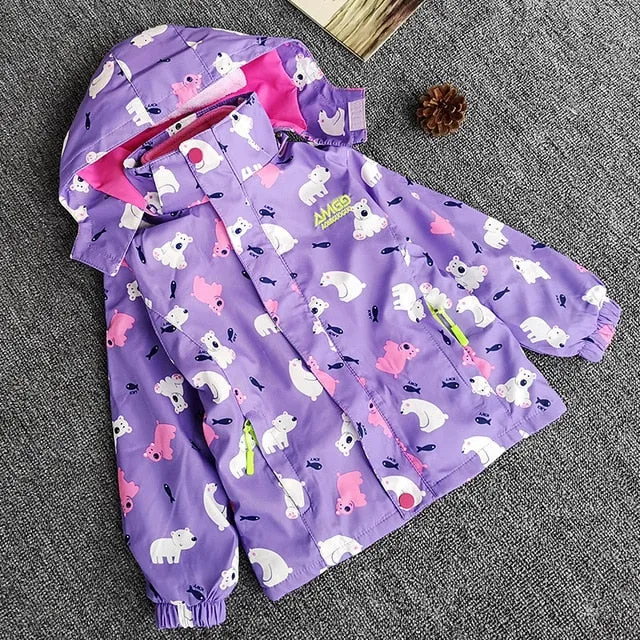 Fleece Jacket baby Girl Sport Kids Coat Hooded Waterproof