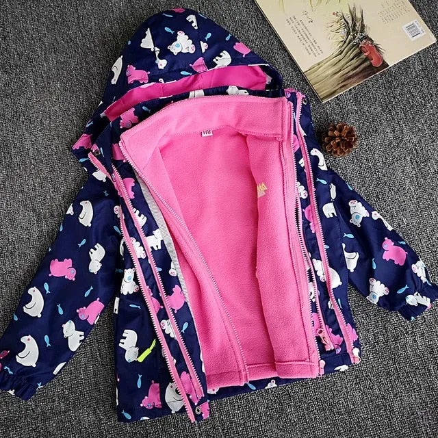 Fleece Jacket baby Girl Sport Kids Coat Hooded Waterproof