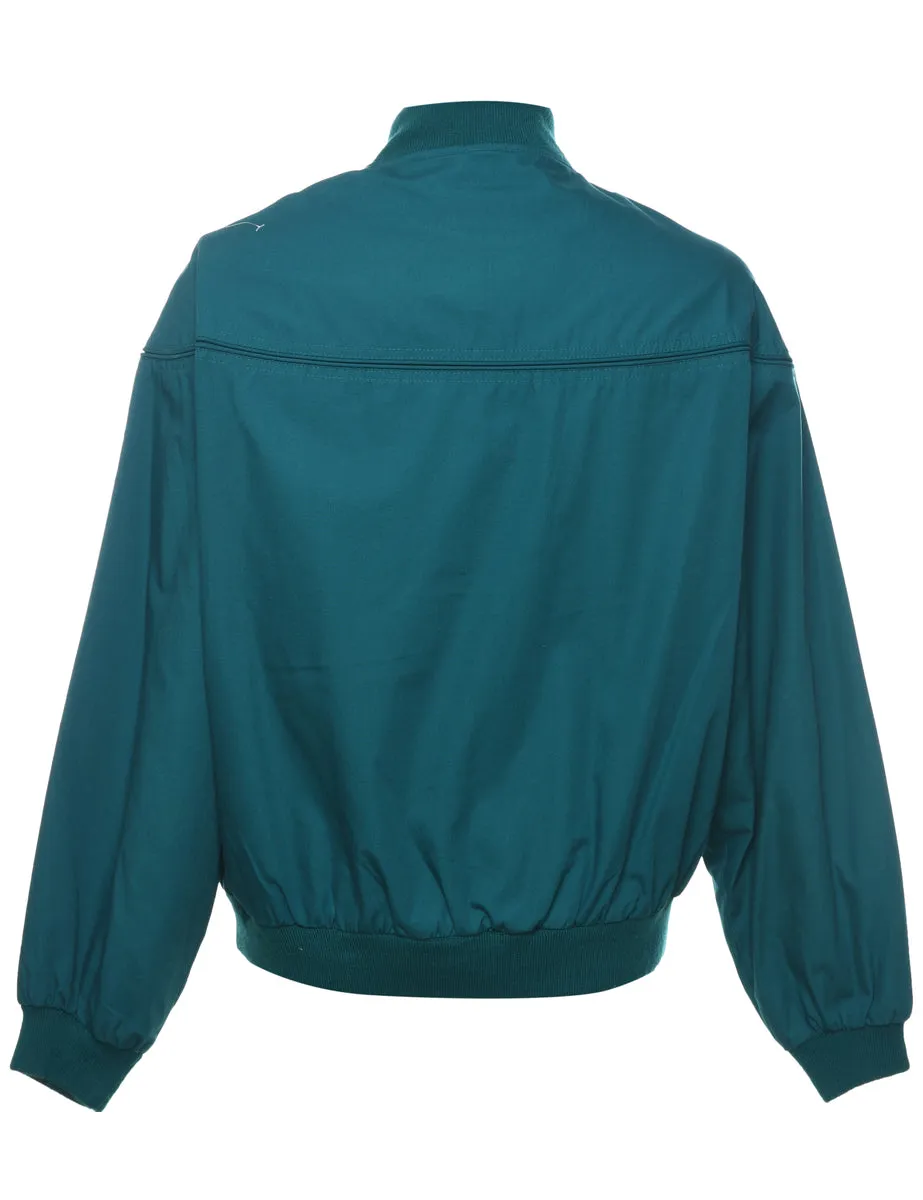 Green Zip-Front Nylon Bomber Jacket - XL