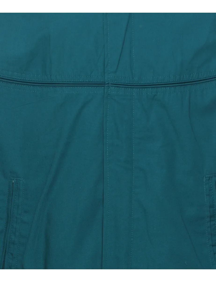 Green Zip-Front Nylon Bomber Jacket - XL