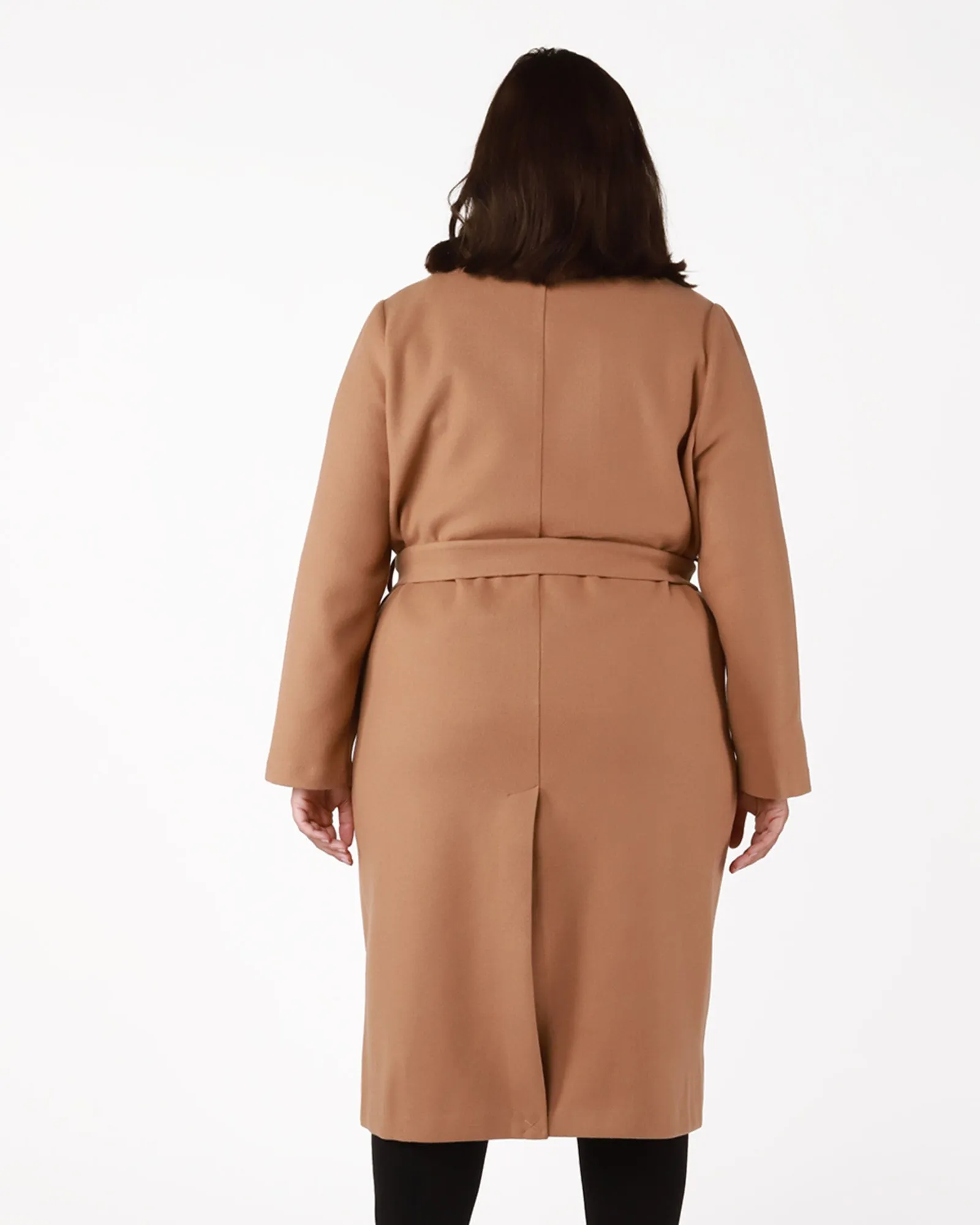 Iliana Longline Belted Coat | Tan