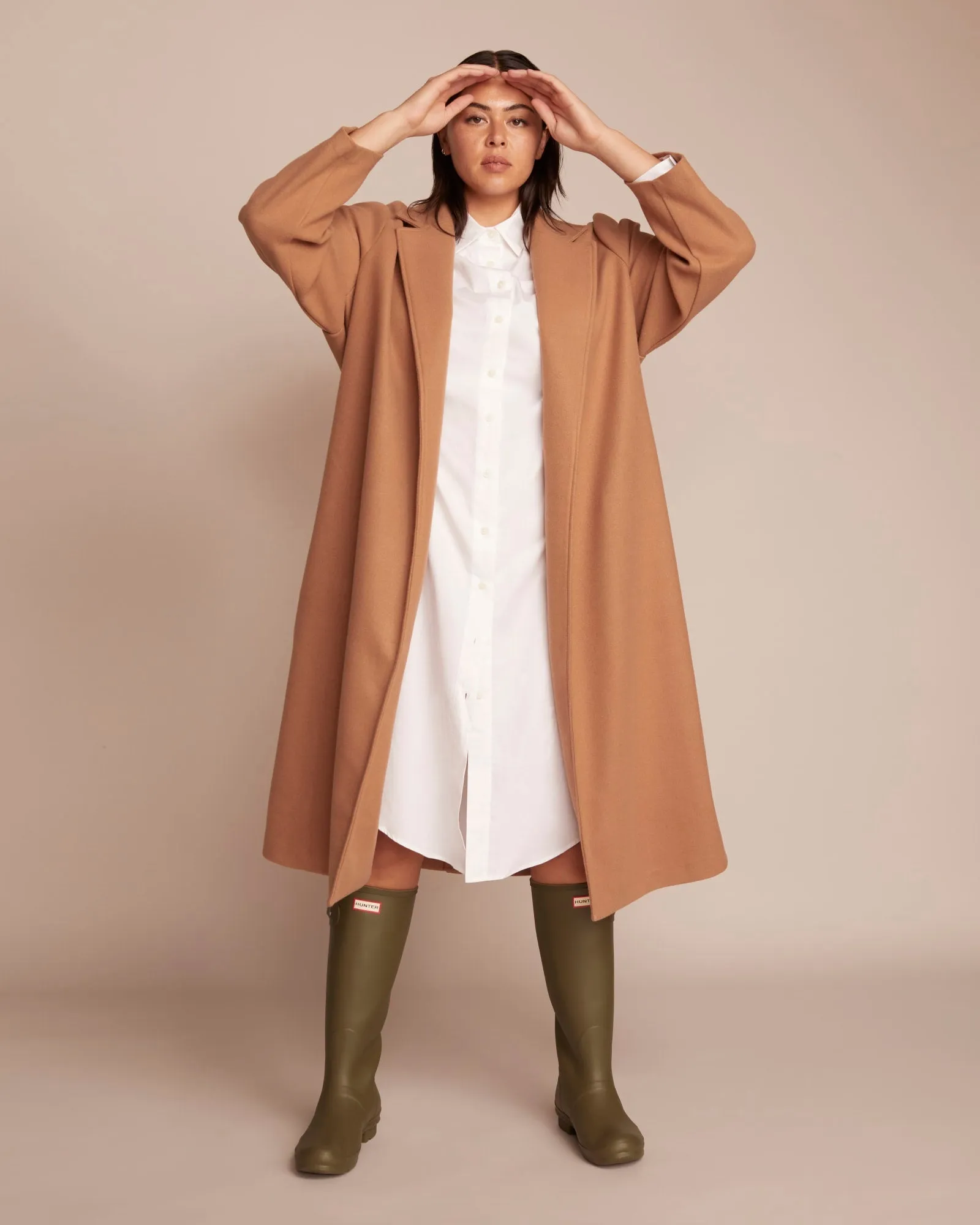 Iliana Longline Belted Coat | Tan