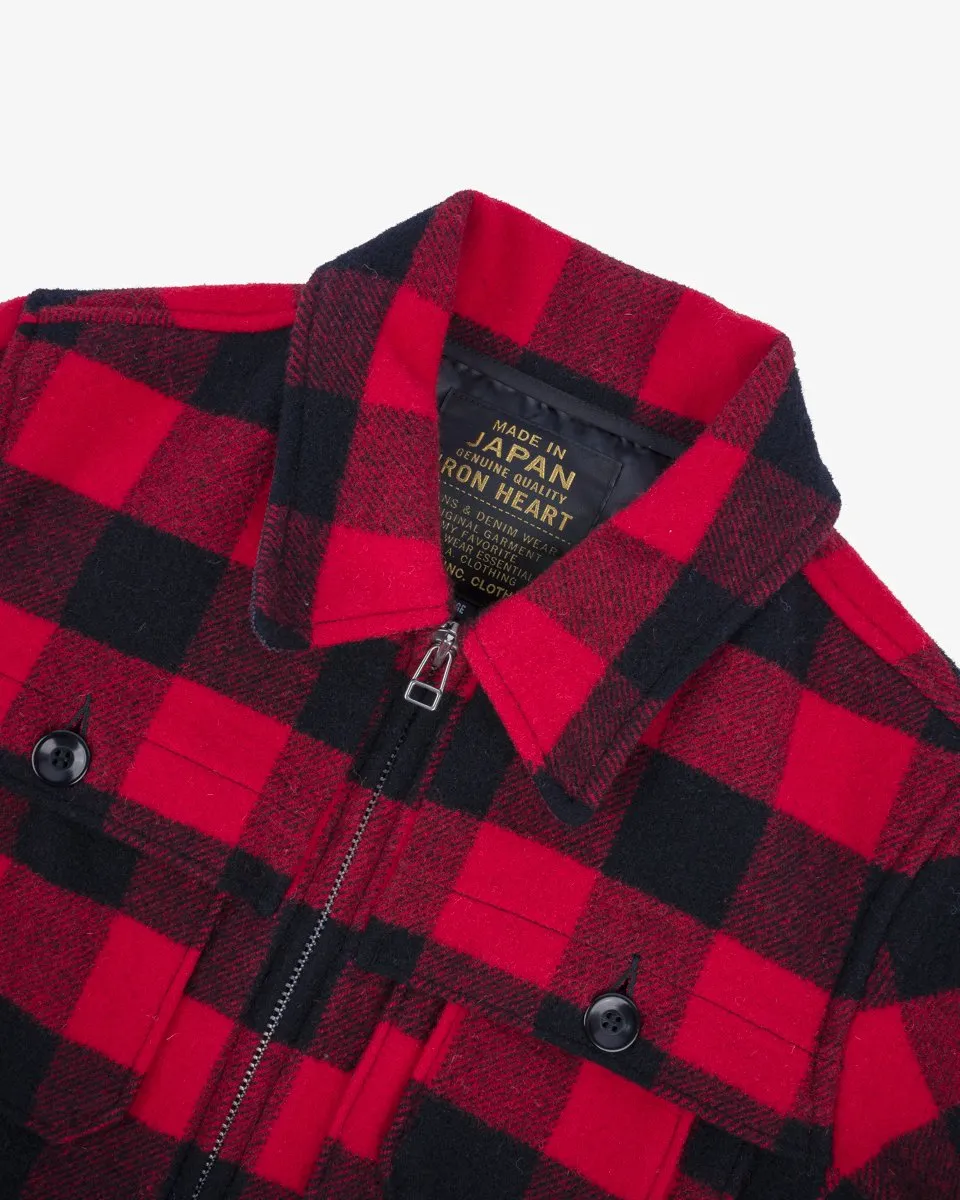 Iron Heart IHW-19-RED Wool Buffalo Check Hunting Jacket - Red