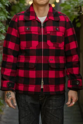 Iron Heart IHW-19-RED Wool Buffalo Check Hunting Jacket - Red