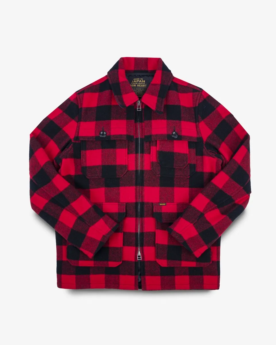 Iron Heart IHW-19-RED Wool Buffalo Check Hunting Jacket - Red