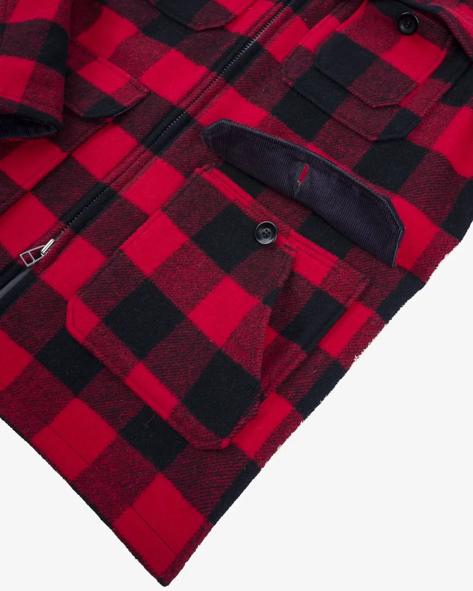 Iron Heart IHW-19-RED Wool Buffalo Check Hunting Jacket - Red