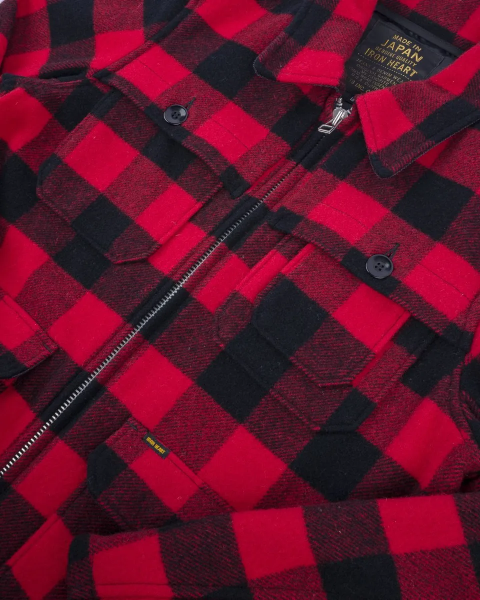 Iron Heart IHW-19-RED Wool Buffalo Check Hunting Jacket - Red