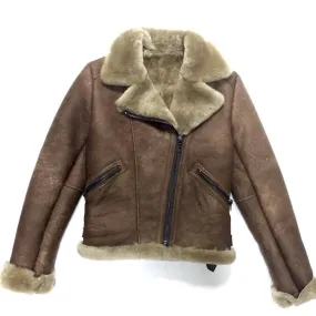 Jakewood Ladies Chocolate Shearling Biker Bomber