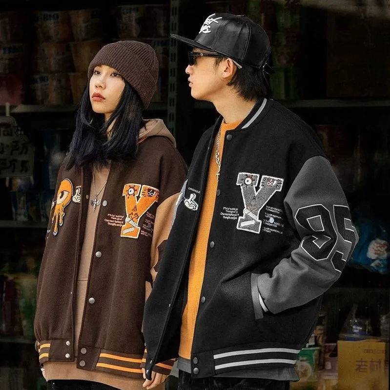 Jinquedai  hiphop jacket men and women autumn and winter coat casual handsome fashion loose versatile high-quality oversized jacket