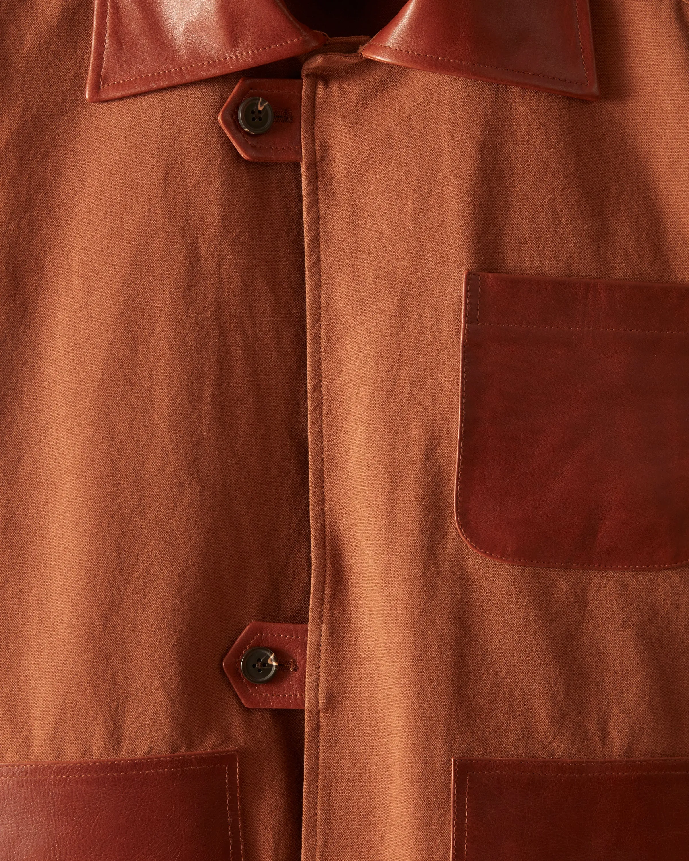 Leather Tab Jacket - Tan/Brown