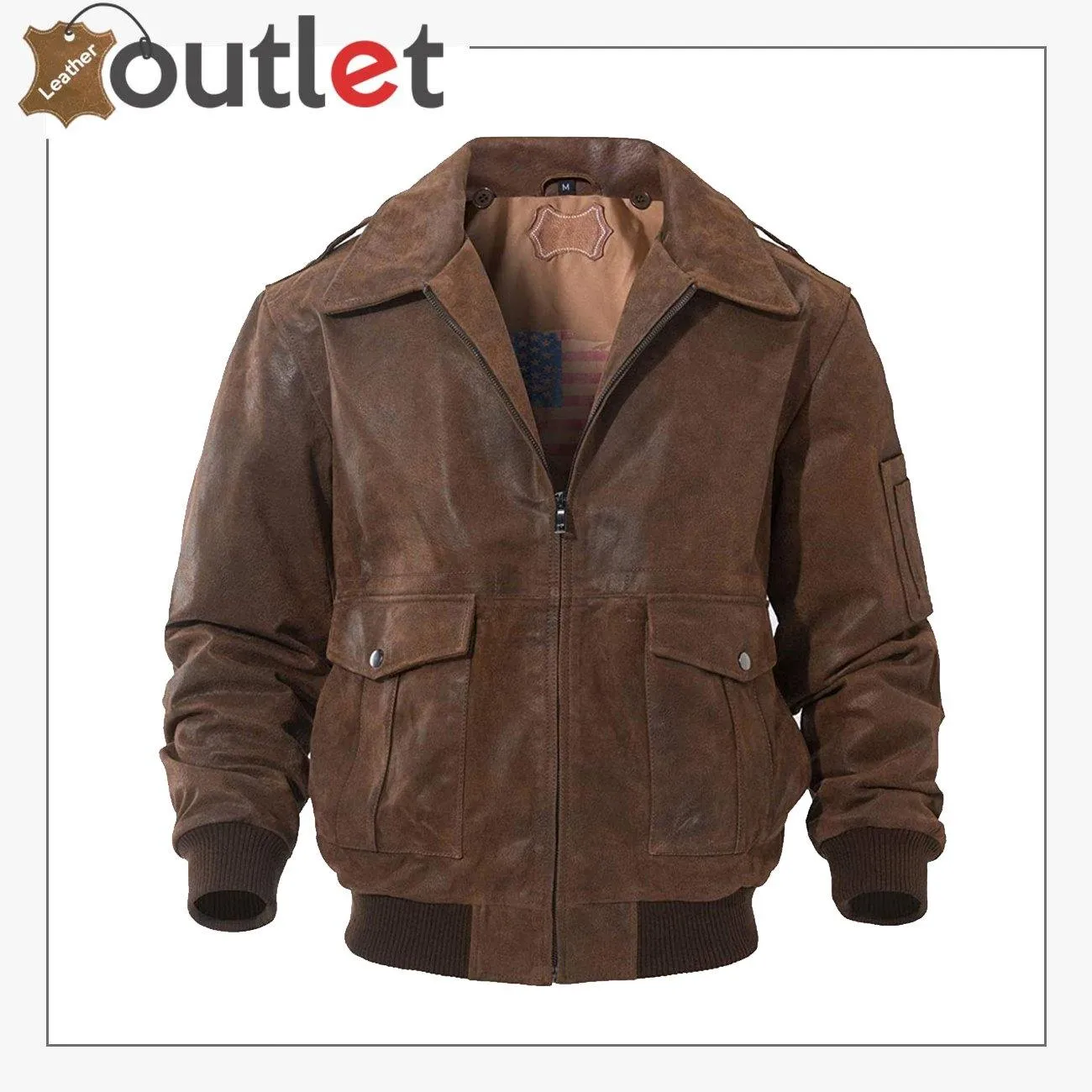 Mens Leather Flight Bomber Jacket