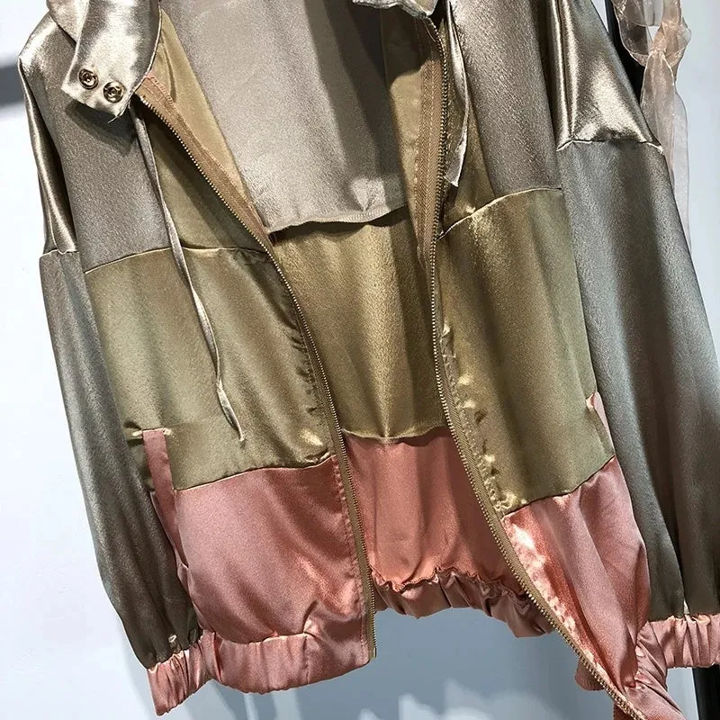 Metallic Satin Hooded Tracksuit