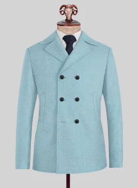 Naples Light Blue Tweed Pea Coat