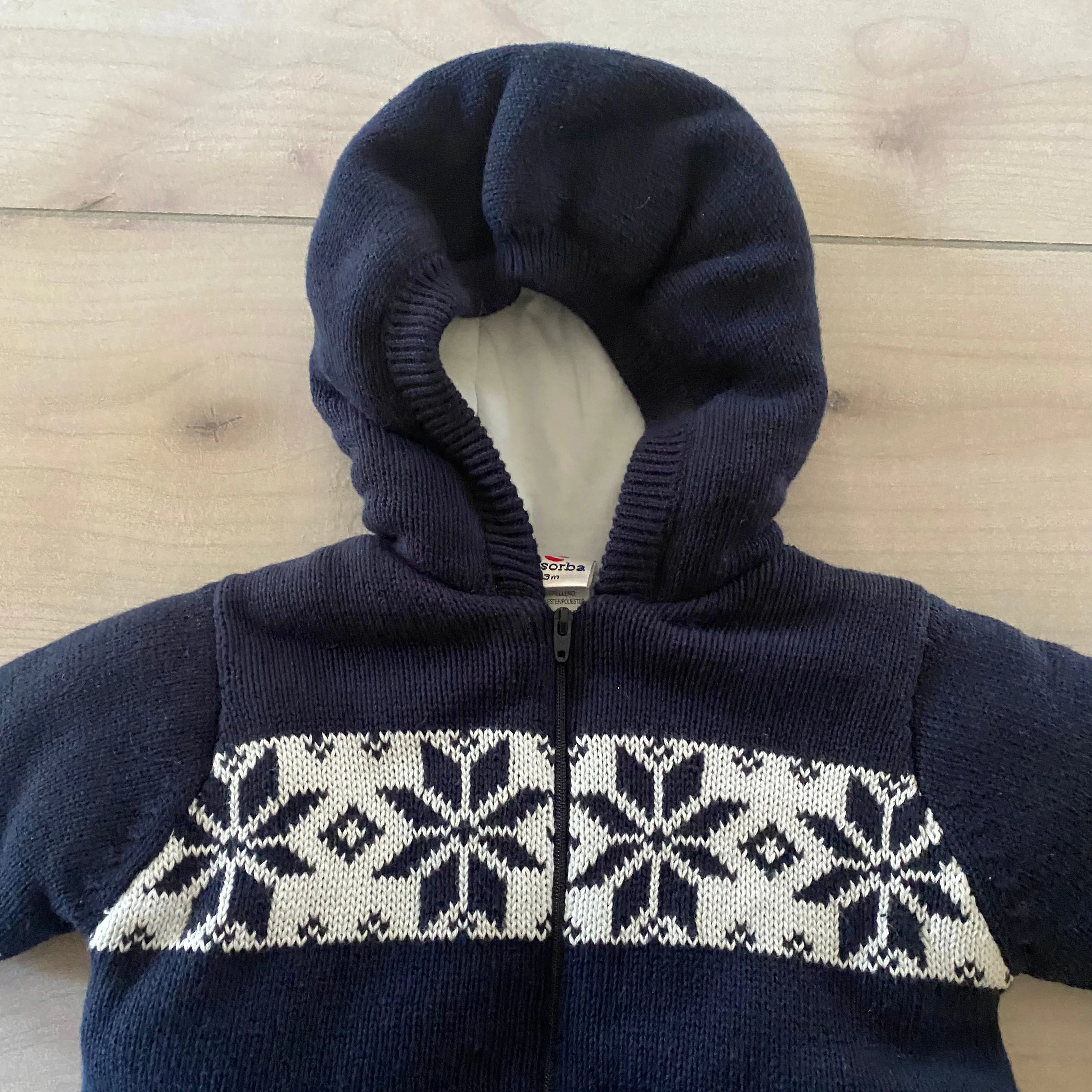 NWT Absorba Navy Snowflake Sweater Zipper Hooded Snowsuit