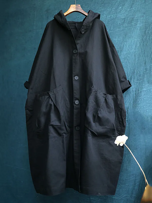 Original Solid Hooded Long Sleeve Outerwear&Coat