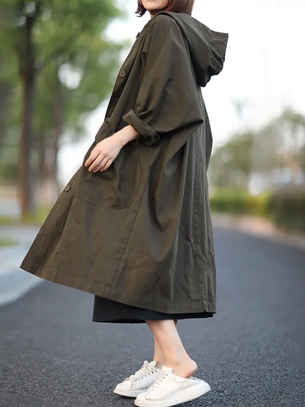 Original Solid Hooded Long Sleeve Outerwear&Coat