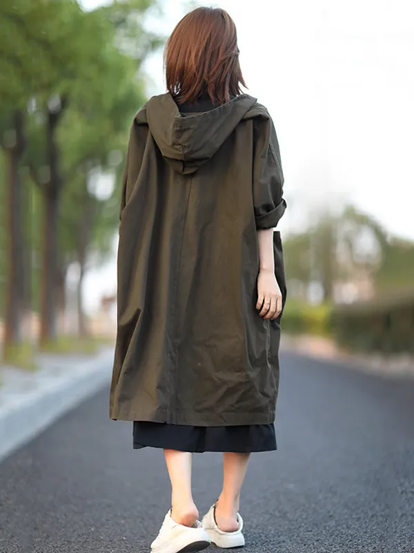 Original Solid Hooded Long Sleeve Outerwear&Coat