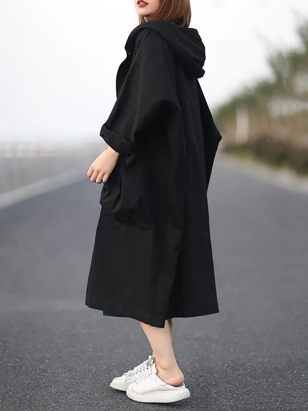 Original Solid Hooded Long Sleeve Outerwear&Coat