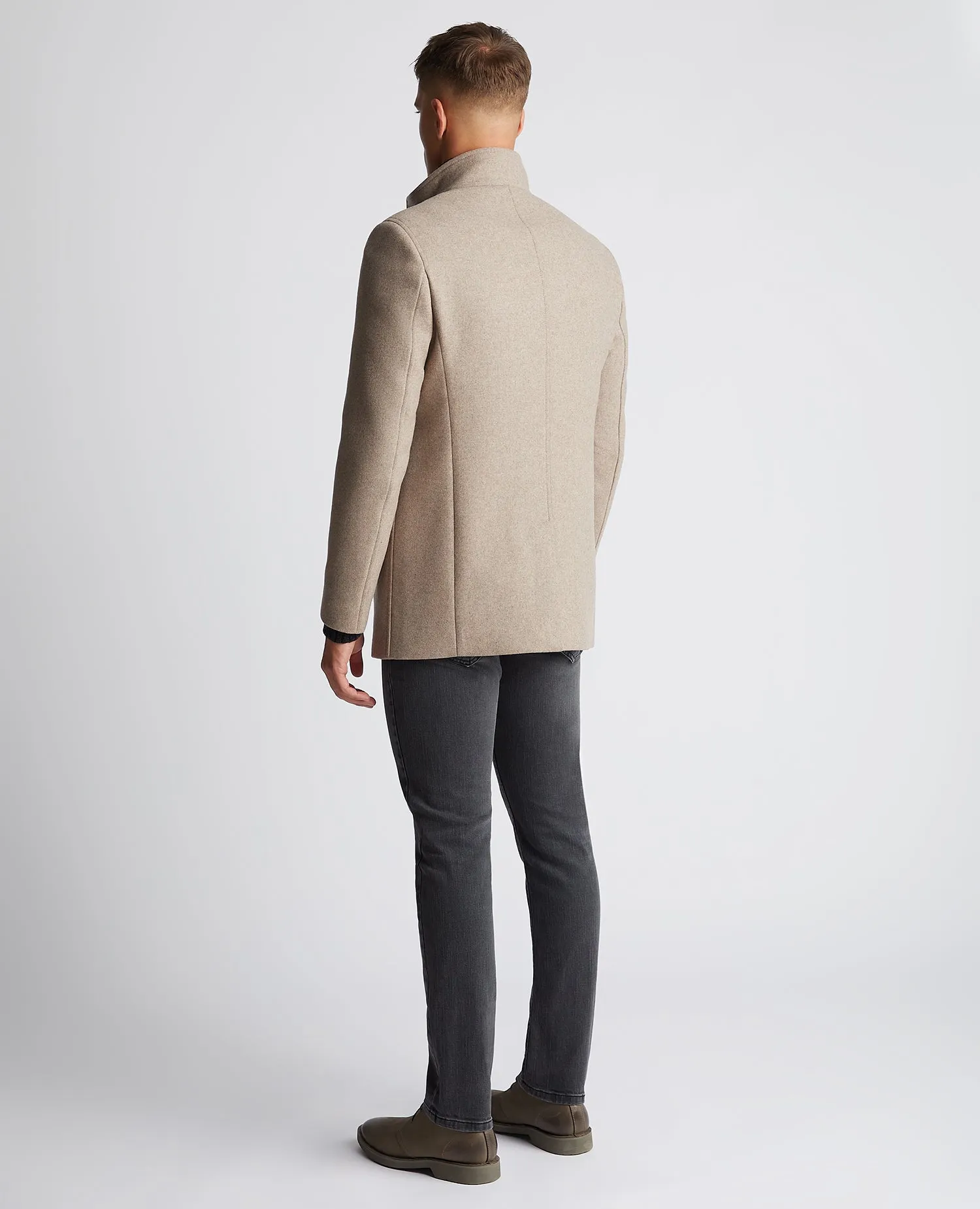 Remus Uomo Jonah Tapered Fit Tailored Coat - Taupe